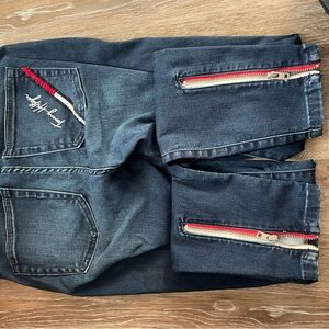 Tommy Hilfiger Dark Blue Jeans with Red Zippers